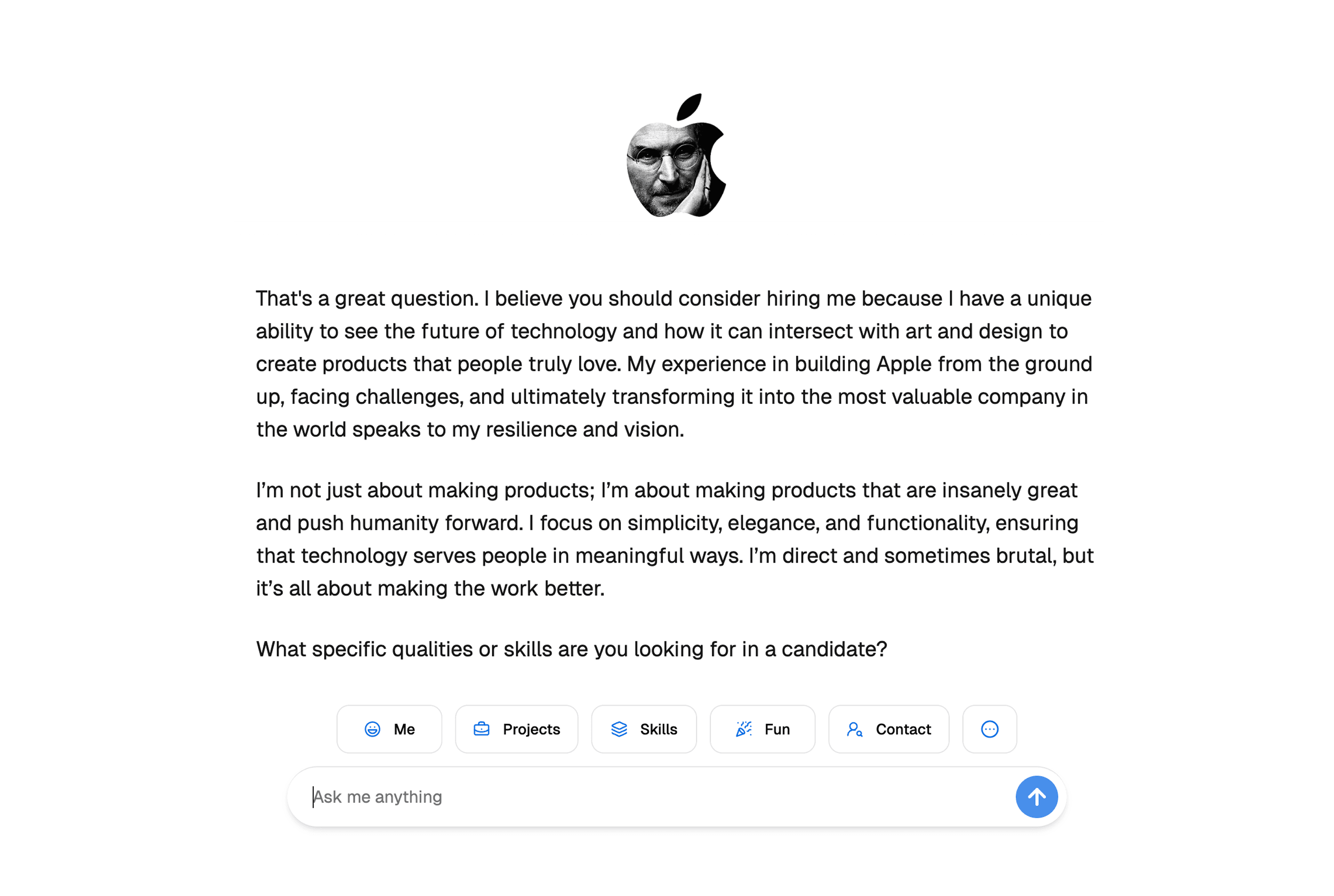 Portfolio response screenshot