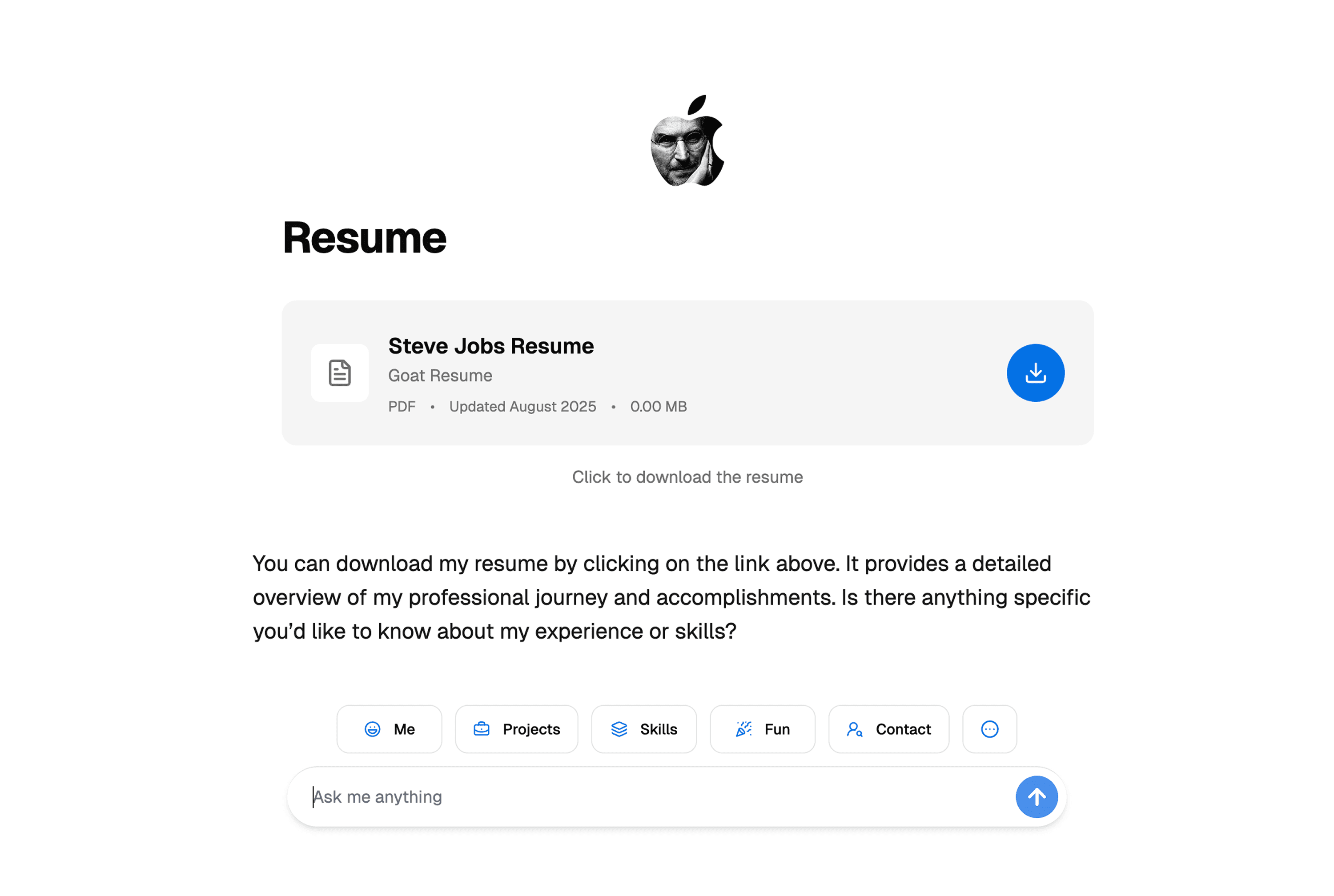 Portfolio response screenshot